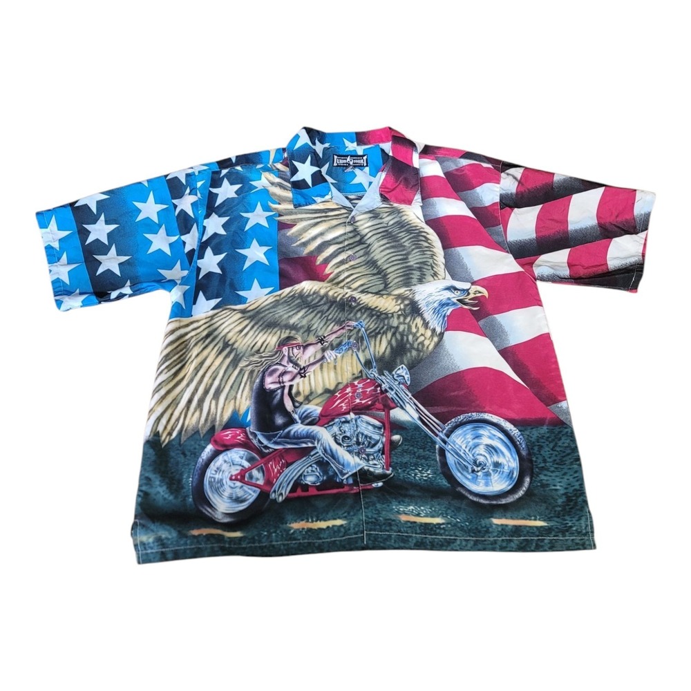 Cub N Shirt Steve & Barrys Graphic AOP Motorcycle Eagle American Flag Size B12